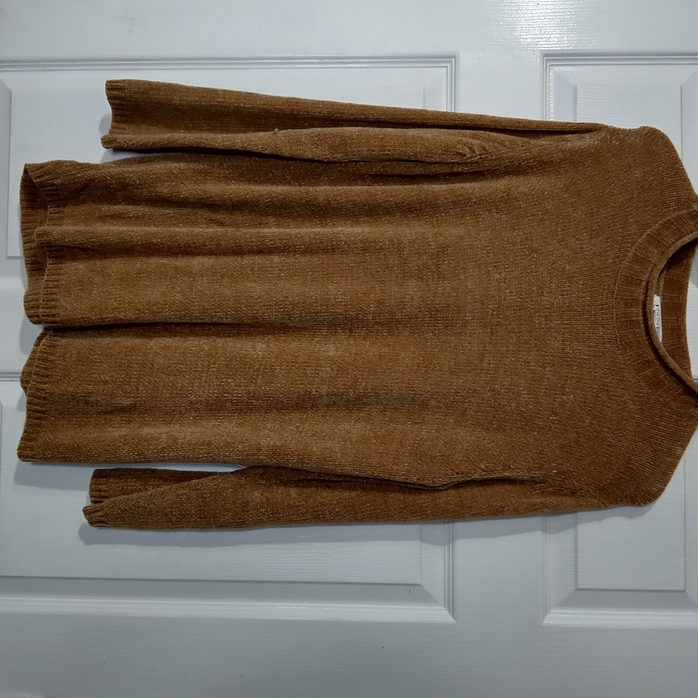 Vintage Casual Corner Annex Brown Velour Chenille Ribbed Crewneck Sweater L